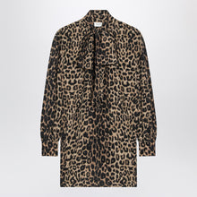  Saint Laurent Leopard-print silk mini dress