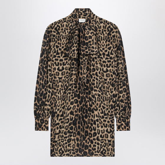 Saint Laurent Leopard-print silk mini dress