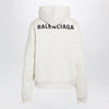 Balenciaga Medium-fit embroidered hoodie in dry fleece, cream