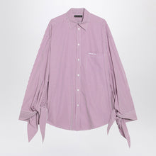  Balenciaga White/plum striped cotton shirt