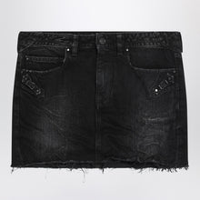  Balenciaga Washed black City mini denim skirt