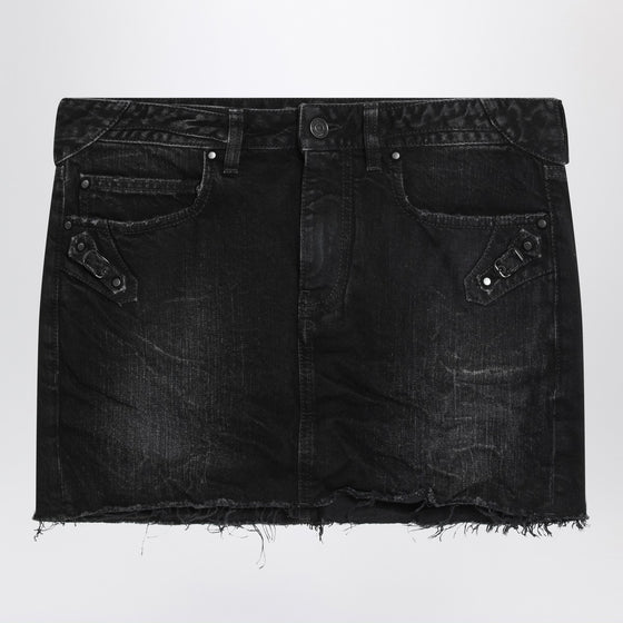 Balenciaga Washed black City mini denim skirt
