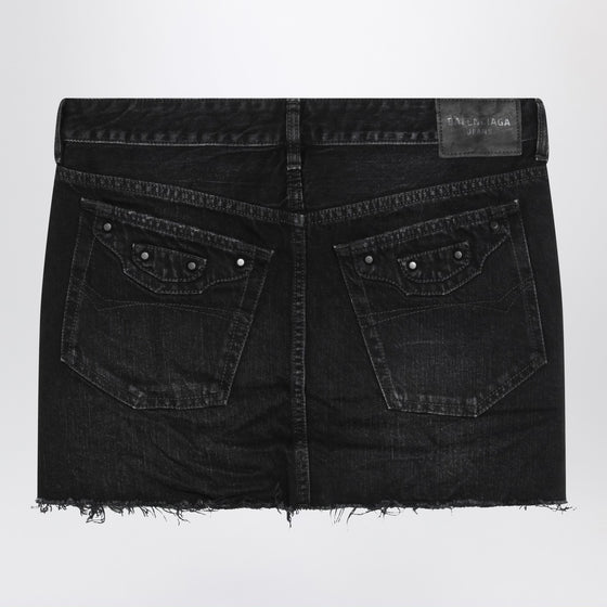 Balenciaga Washed black City mini denim skirt