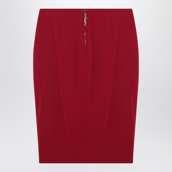 Saint Laurent Red satin pencil skirt