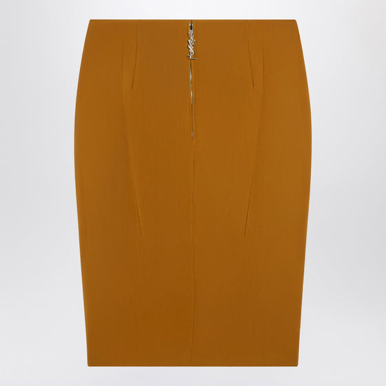 Saint Laurent Ochre yellow satin pencil skirt