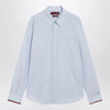 GUCCI Light blue striped shirt with Web detail