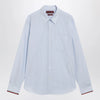 GUCCI Light blue striped shirt with Web detail