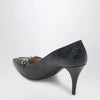 GUCCI Black GG leather pumps with Horsebit