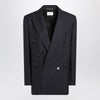 Saint Laurent Long navy blue wool gabardine coat