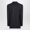 Saint Laurent Long navy blue wool gabardine coat