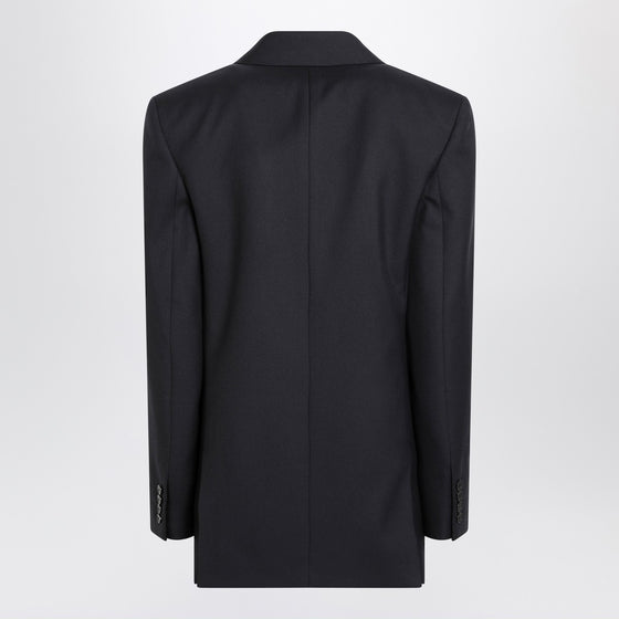 Saint Laurent Long navy blue wool gabardine coat
