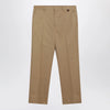 GUCCI Beige cotton trousers with Web detail