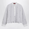 GUCCI Purple striped cotton blouse with GG embroidery