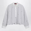 GUCCI Purple striped cotton blouse with GG embroidery