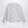 GUCCI Purple striped cotton blouse with GG embroidery