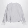 GUCCI Purple striped cotton blouse with GG embroidery