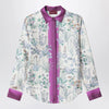 GUCCI Ivory silk twill shirt with floral print