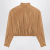 Saint Laurent Caramel taffeta blouse with lavallière collar