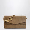 GUCCI Large beige GG suede shoulder bag