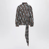 GUCCI Grey/brown printed silk twill blouse