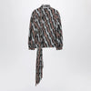 GUCCI Grey/brown printed silk twill blouse