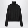 GUCCI Black Wool Turtleneck With Logo Embroidery