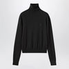 GUCCI Black Wool Turtleneck With Logo Embroidery