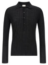 Saint Laurent Pointelle Wool Polo Shirt