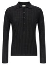 Saint Laurent Pointelle Wool Polo Shirt