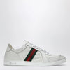 GUCCI Stretch Sneakers in white leather with worn effect