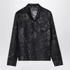 GUCCI Black silk twill bowling shirt with print