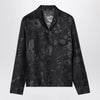 GUCCI Black silk twill bowling shirt with print