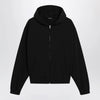 GUCCI Black zip hoodie in cashmere blend with logo print