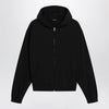 GUCCI Black zip hoodie in cashmere blend with logo print