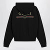GUCCI Black zip hoodie in cashmere blend with logo print