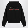 GUCCI Black zip hoodie in cashmere blend with logo print