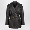 GUCCI Black leather jacket with Dionysus belt
