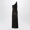 GUCCI Long jersey dress with crystal embroidery in black