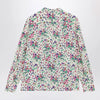GUCCI Printed silk shirt with bow in ivory/pink