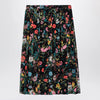 GUCCI Pleated midi silk skirt with Flora print in black