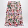 GUCCI Flora-print pleated silk midi skirt in pink