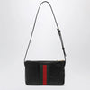 GUCCI Black Leather Mini Horsebit Web Bag