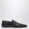 GUCCI Black leather horsebit loafers with silver hardware