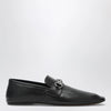 GUCCI Black leather horsebit loafers with silver hardware