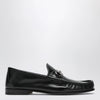 GUCCI Lugano black leather loafer with silver Horsebit
