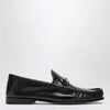 GUCCI Lugano black leather loafer with silver Horsebit