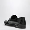 GUCCI Lugano black leather loafer with silver Horsebit