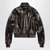 GUCCI Soft nappa leather bomber jacket in dark brown