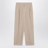 The Row Lilas light khaki cotton and linen trousers