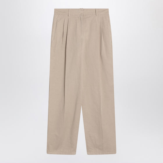 The Row Lilas light khaki cotton and linen trousers